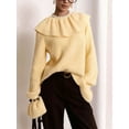 thumbnail image 5 of Womens Ruff Collar Sweater Oversized Flared Sleeve Loose Pullover Sweaters Tops Yellow L, 5 of 9