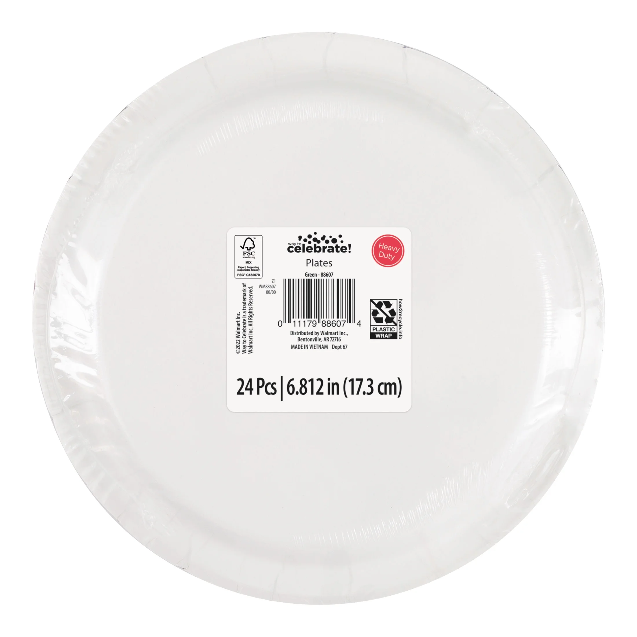 Disposable Paper Plates, 7", Green, 24 Count, by Way To Celebrate