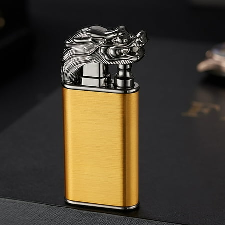 

Tools WMYBD Lighter Double Fire Straight To Open Flame Conversion Metal Lighter Shell Unique Shape Lighter Metal Shell