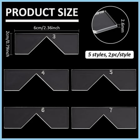 10Pcs Acrylic Corner Miter Tool 3/4/5/6/7mm Clear Book Binding Corner Cutting Tool Bookbinding Corner Cutting JigSet for Album Making Bookbinding