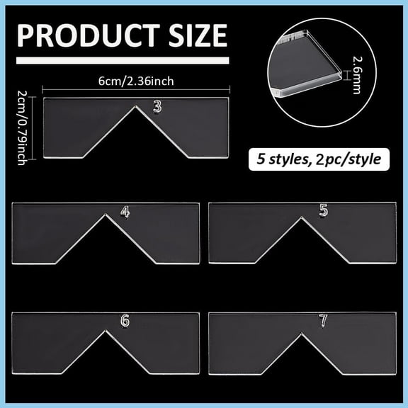 10Pcs Acrylic Corner Miter Tool 3/4/5/6/7mm Clear Book Binding Corner Cutting Tool Bookbinding Corner Cutting JigSet for Album Making Bookbinding
