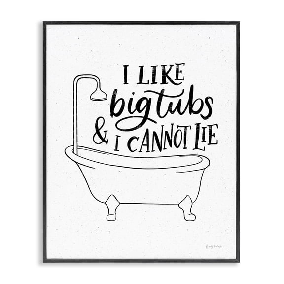 Stupell Industries Eclectic I Like Big Tubs Bathroom Funny Black Framed Giclee Art, 11 x 14, by Becky Thorns