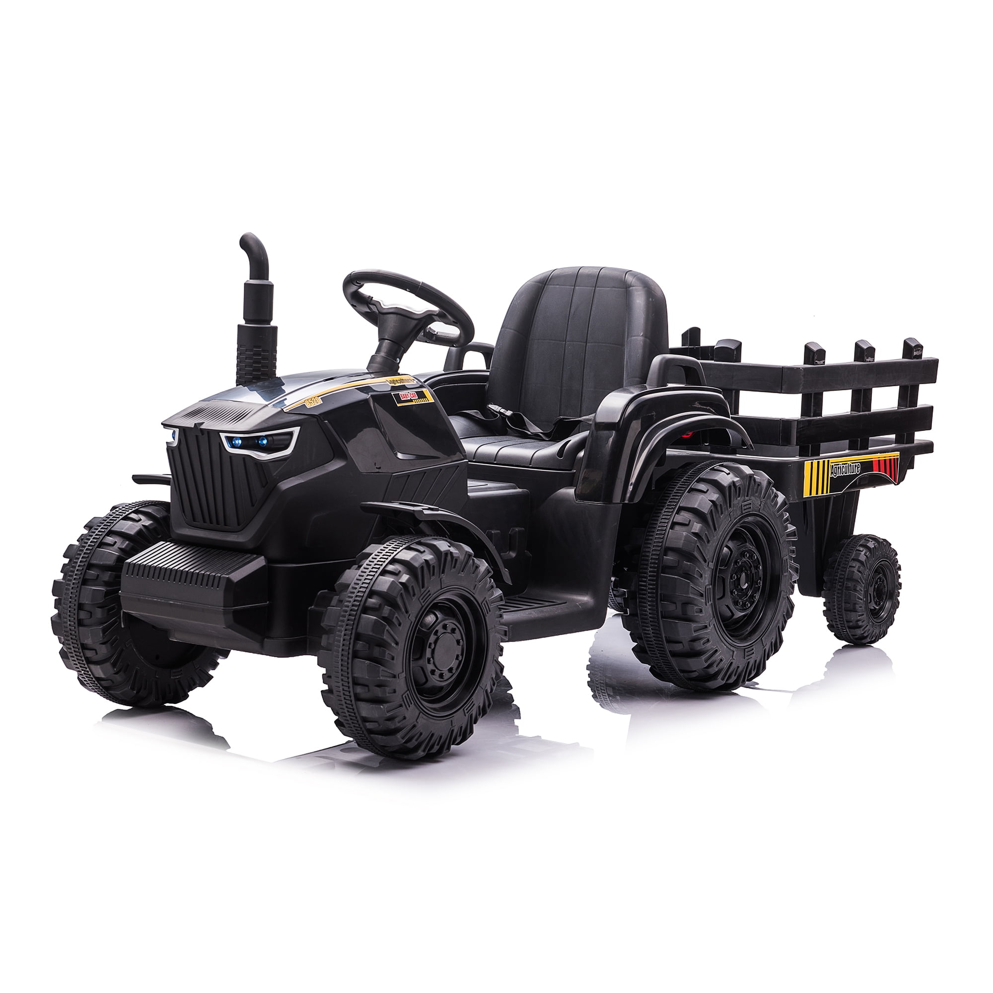 CIPACHO 24V Tractor Double Drive Kids Ride On Car with Trailer, Electric Car for Kids Key Start, Forward and Backward, Tractor Sound (No Music), USB, MP3, Power Display, Volume, Black CIPACHO 24V Tractor Double Drive Kids Ride On Car with Trailer, Electric Car for Kids Key Start, Forward and Backward, Tractor Sound (No Music), USB, MP3, Power Display, Volume, Black