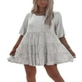 thumbnail image 4 of Robe de Soirée Blanche Demi-Manches à Col Rond pour Femmes, 4 of 9