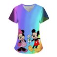 thumbnail image 3 of Uniforme de enfermera para mujer, camiseta de manga corta con cuello en V y estampado de Mickey Mouse de Disney, uniforme de enfermera de trabajo con bolsillos, 3 of 5