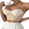 thumbnail image 2 of Women‘s Summer Mini Sling Vest Sleeveless Backless Low Cut Mesh Sequins Crop Tops, 2 of 6