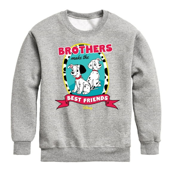 Disney - 101 Dalmatians Animated - Brothers Make the Best Friends - Youth Crewneck Fleece Sweatshirt