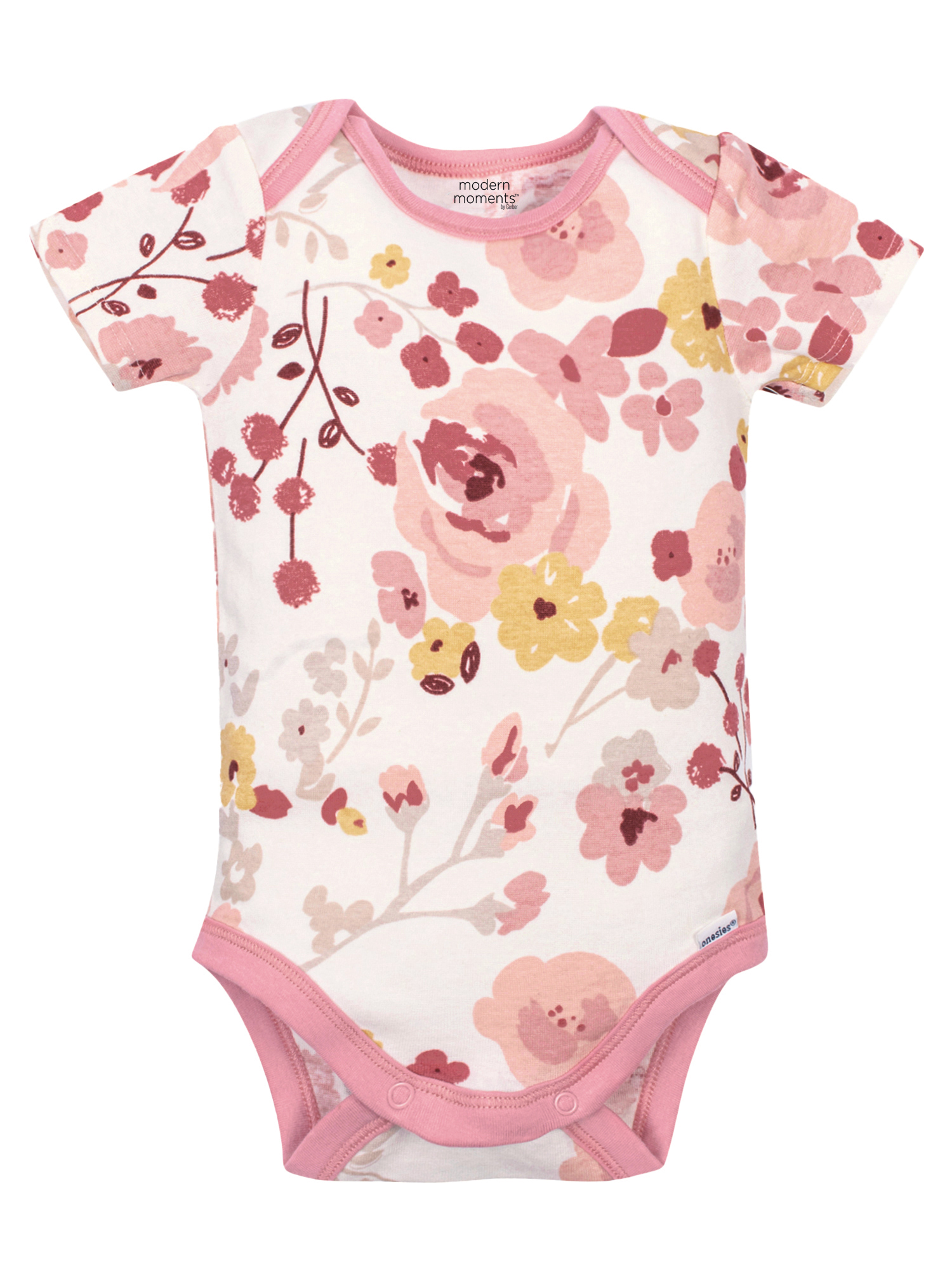 Modern Moments by Gerber Baby Girl Short Sleeve Onesies Bodysuits, 4-Pack, (Newborn-24 Months)