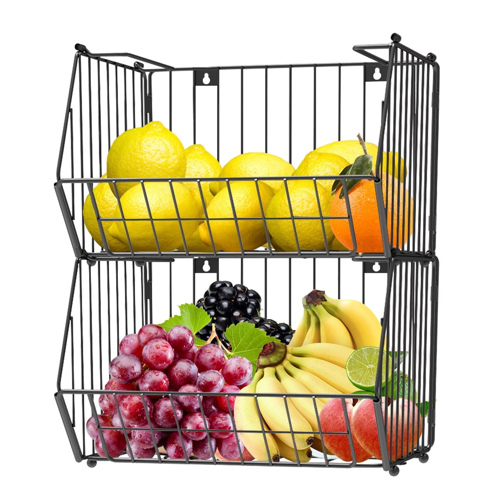 Auledio Houseware Stacking Wire Market Baskets Set of 2 Fruit