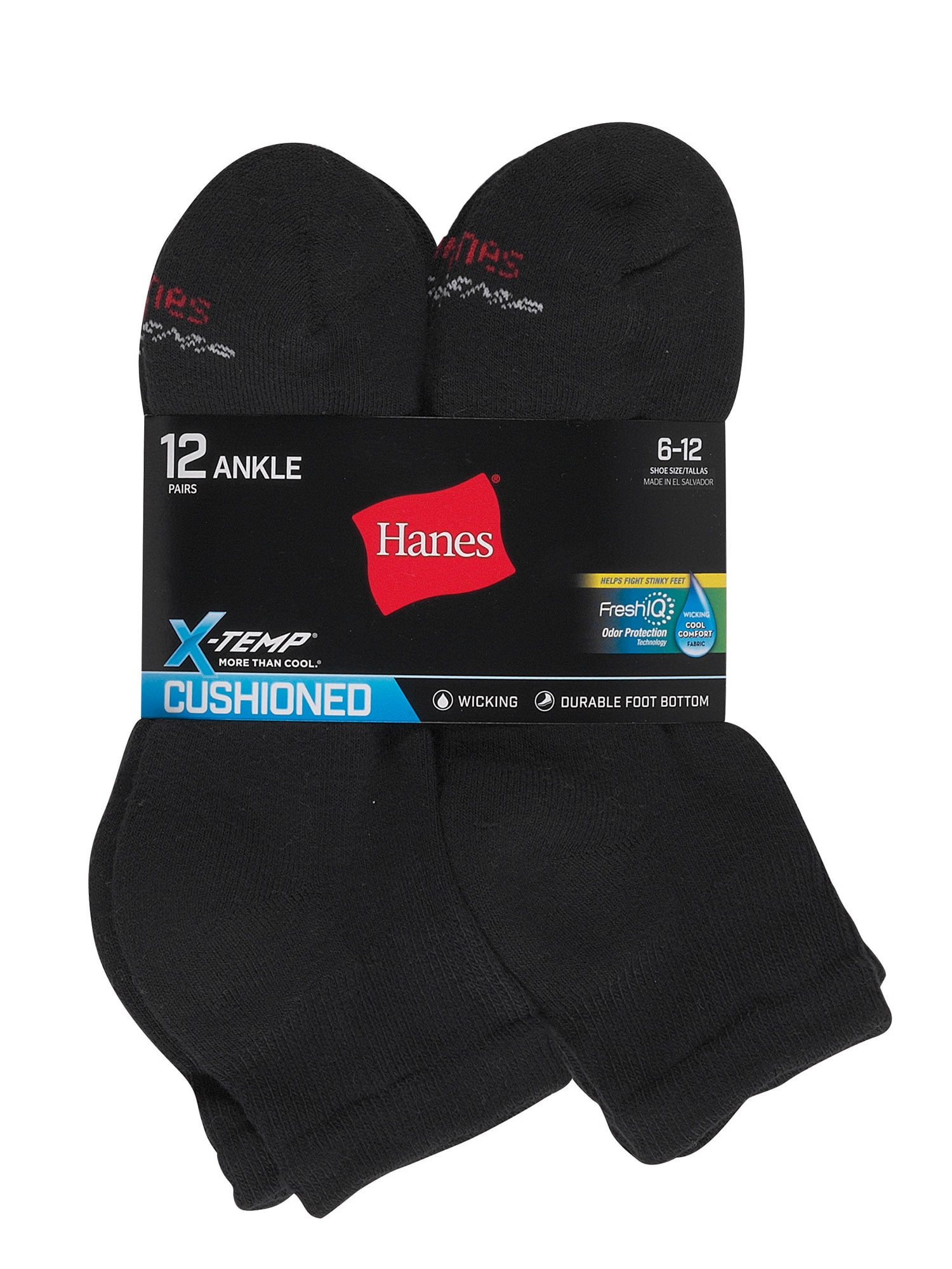 Hanes X-Temp Men's Active Cool Ankle Socks, 12 Pack