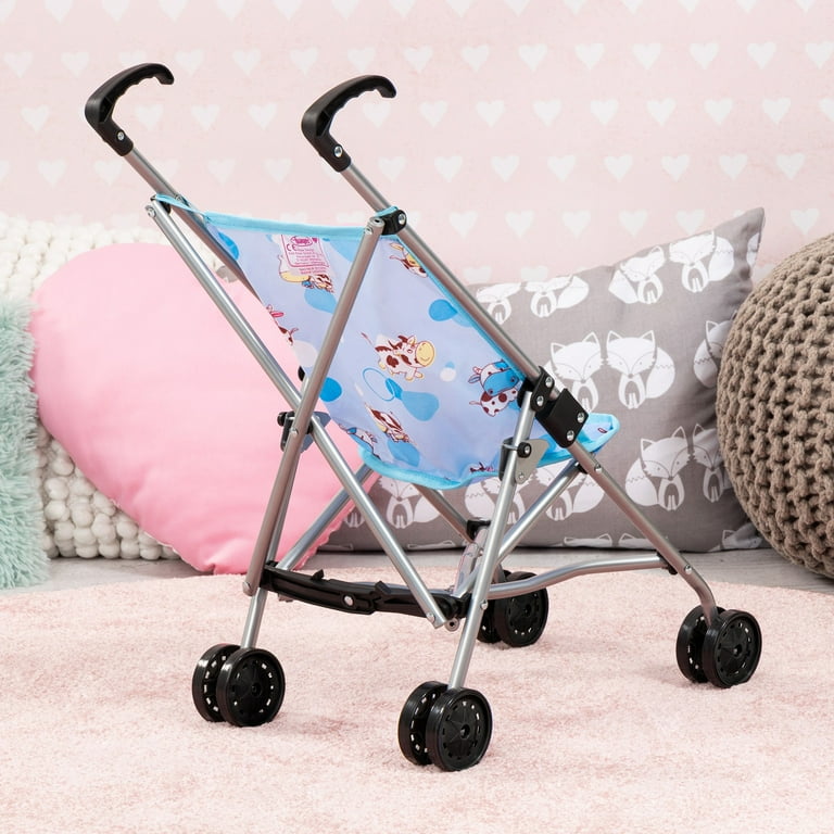 Bayer Design Dolls Buggy Umbrella Stroller Blue Cows Ages 3