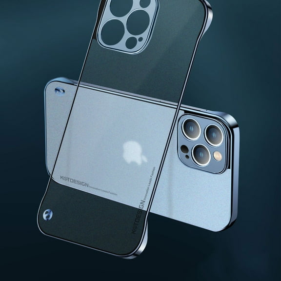 Frameless Phone Case for iPhone 14 Pro 2022, Luxury Thin Hard PC Case Ultra Slim Matte Back Cover [Shockproof] [Soft Anti-Scratch][Anti-fingerprint] for iPhone 14 Pro (Blue)