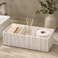 thumbnail image 2 of 3 Section Wicker Storage Basket, Multi Compartment Imitation Wicker Organizer, for Bathroom, Bedroom, Kitchen, Living Room, White, 2 of 7
