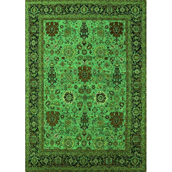 Ahgly Company Indoor Rectangle Oriental Green Industrial Area Rugs, 2' x 4'