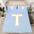thumbnail image 2 of Feelyou Initial T Letter Twin Sheet Sets for Kid, Fashion Stripes Ombre Twin Fitted Sheet, Fairy Tale Princess Flat Sheet, Lightweight Room Decor, 3pcs, 2 of 7
