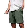 thumbnail image 2 of GIRUNS Mens Casual Shorts 7 Inch Striped Summer Beach Drawstring Elastic Waist Shorts with Pockets Army Green XL, 2 of 8