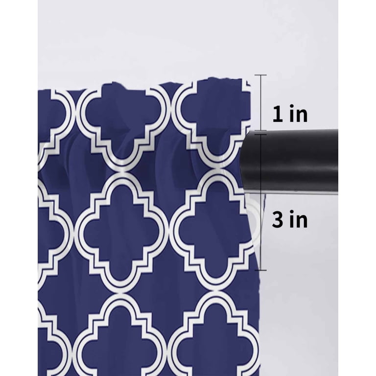 マルサン　450　キングジョー Classical Navy Ver Quatrefoil Moroccan Pattern Curtains 54 Inch Length, Sheer