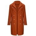 thumbnail image 3 of IROINNID Women's Trench Coat Peak Lapel Solid Color Long Sleeve Comfy Casual Buttons Loose Hoodless Outerwear Tops, Orange, 3 of 5