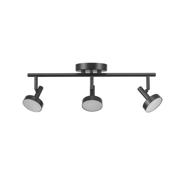 19" 3-Light 22.5W Dimmable LED Integrated Matte Black Track Lighting with Frosted Diffusers