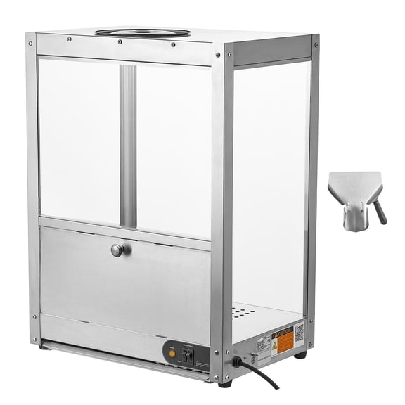 KFFKFF Commercial Nacho Chip Warmer, 85QT Capacity with Heating Base and Warming Light, Snack Warmer with Deflection Board, Stainless Steel, Ideal for Nacho Chips, Popcorn, Potato Chips, and Peanuts
