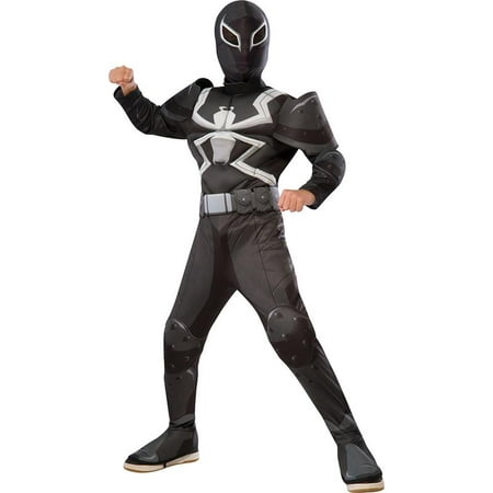 Agent Venom Costume Boys Kids Child Deluxe Muscle Chest Jumpsuit w/