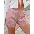 thumbnail image 2 of Shorts casuales de verano para mujer con cintura elástica, ribete de encaje y pernera ancha., 2 of 8