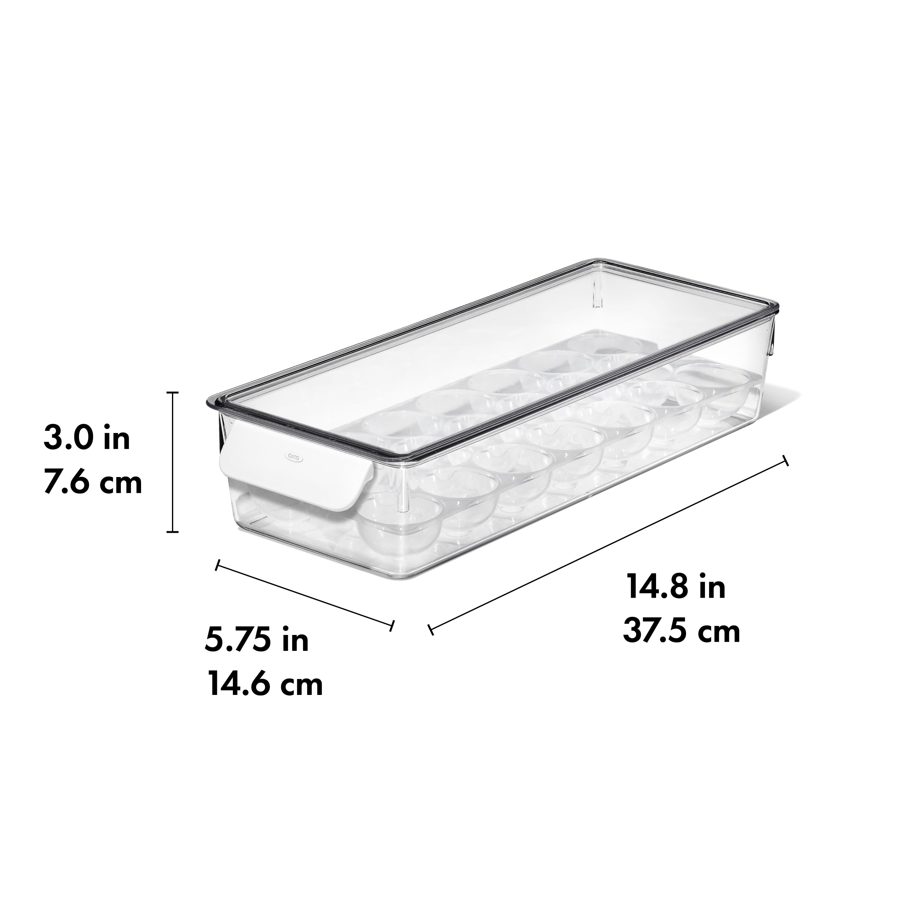 OXO Refrigerator Organizer 20-Count Egg Container with Removable Tray, Clear
