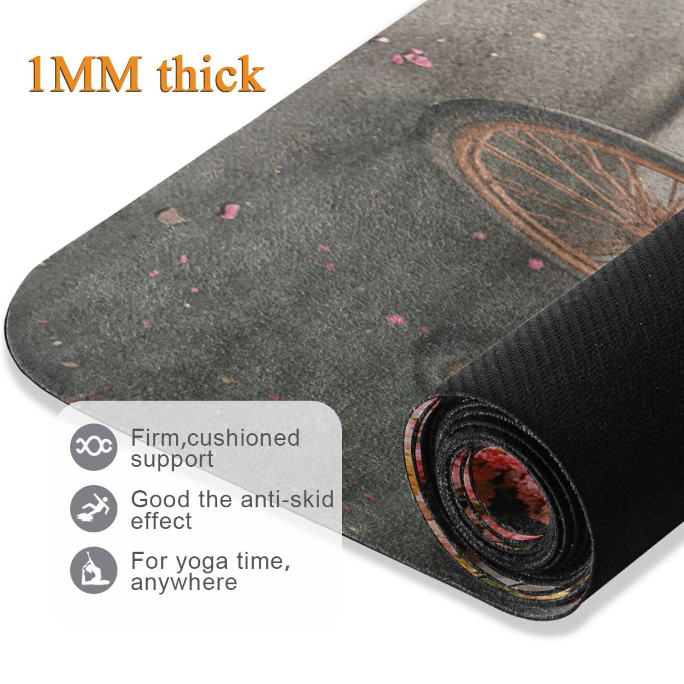 BZSMCE Yoga Mat Women Cart Filled with Colorful Flowers Fitness Mat
