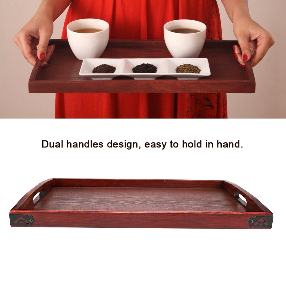 LYUMO Wooden Serving Tray, Home Hotel Serving Tray Plate for Tea Set