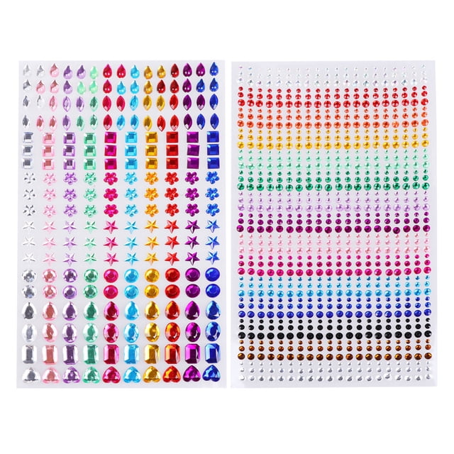 2 Sheets DIY Acrylic Diamond Stickers Creative DIY Diamond Sticker Accessories Delicate Acrylic Crystal Beads Diamond Decals Manual Diamond Sticker Accessories for Girls Women Mixed Color