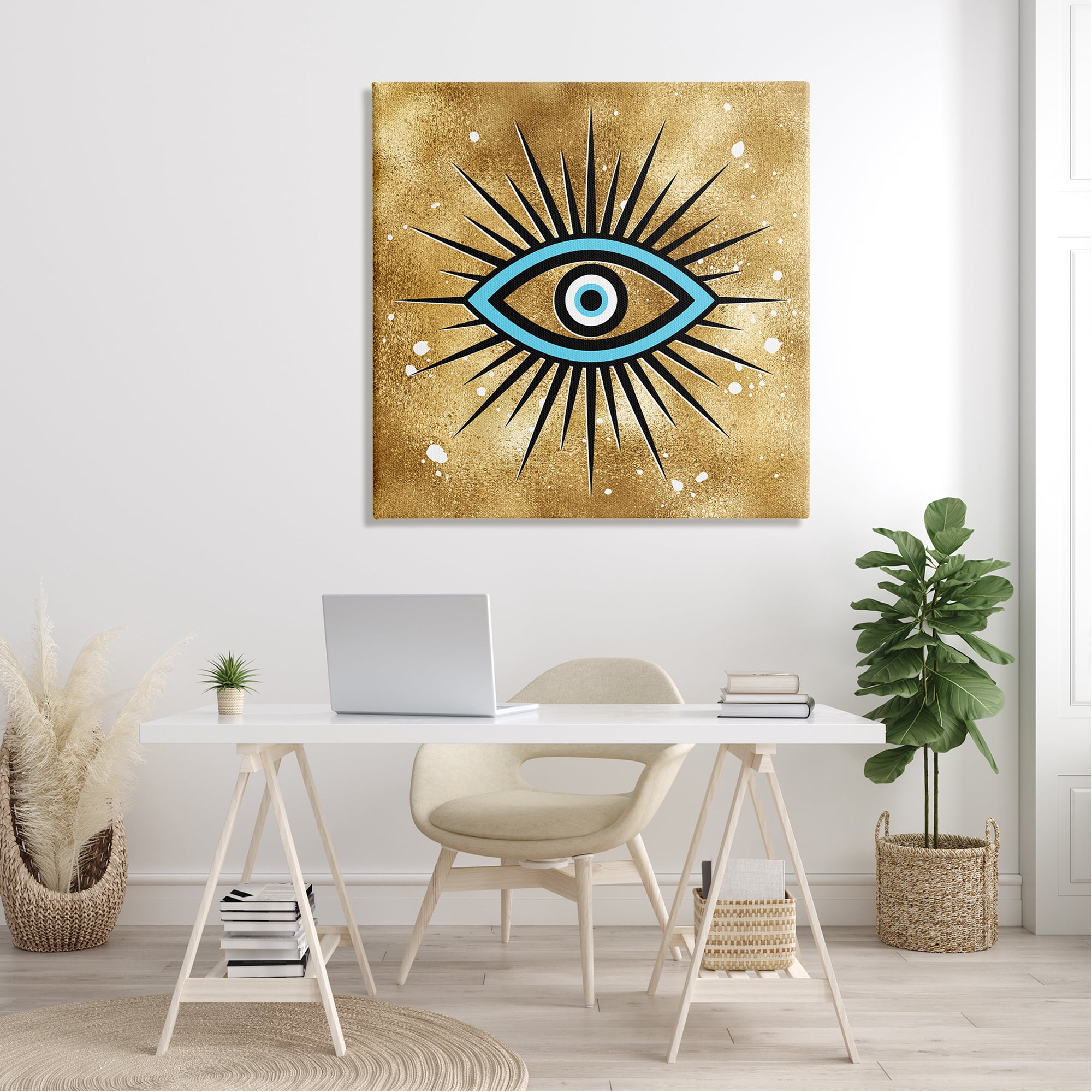 Stupell Industries Evil Eye on Speckled Glam Abstract Painting Gallery Wrapped Canvas Art Print Wall Art, 36 x 36