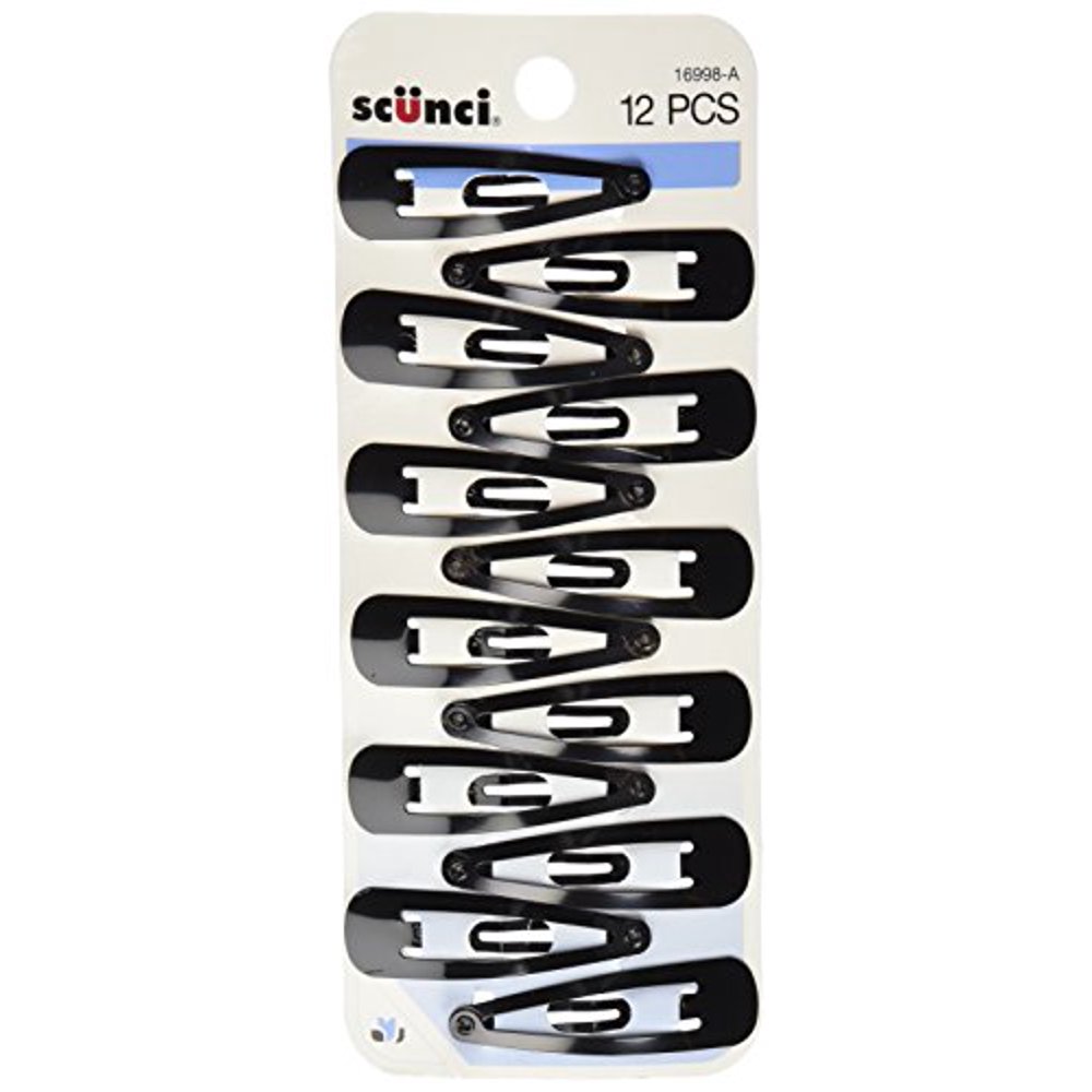 Scunci Countour, Snap Hair Clips, Black 12 Count