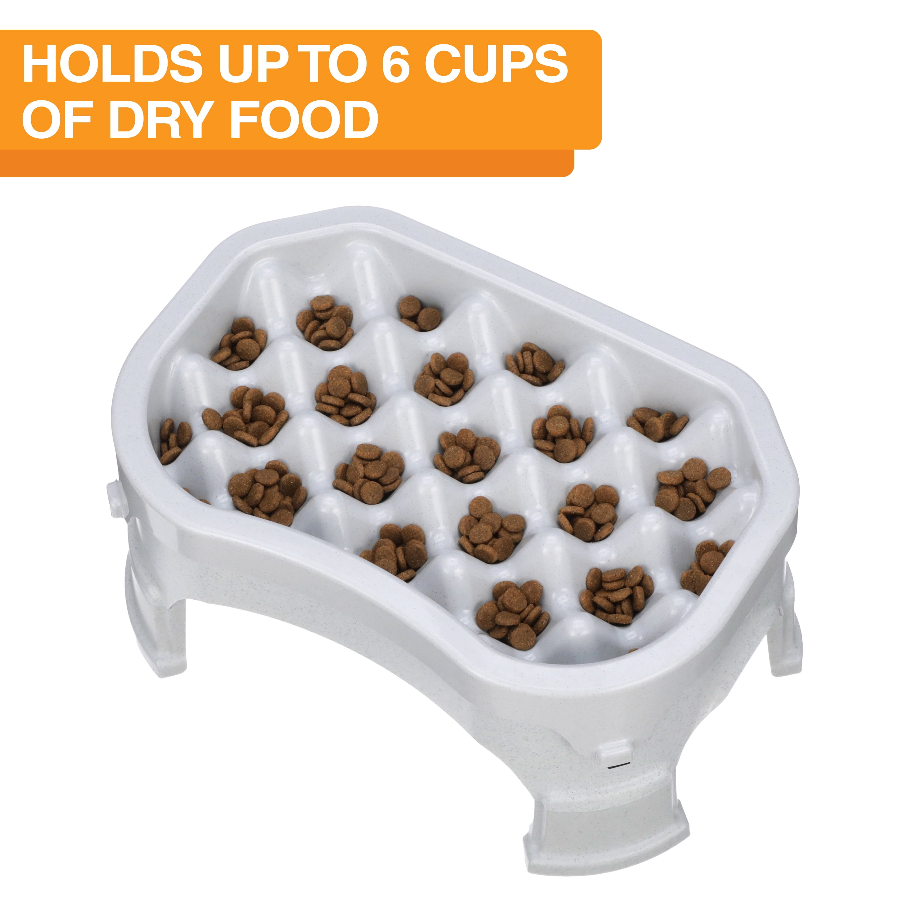 Neater Pet Brands Raised Neater Slow Feeder - Elevated & Adjustable Feeding Height - Improves Digestion, Stops Obesity, and Slows Down Eating, 6 Cups, Vanilla Bean