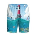 thumbnail image 4 of Naloa Lighthouse Sea Port Men's Short Pajama Pants, Lounge Comfort Shorts with Elasticized Waistband and Side Pockets - Small, 4 of 9