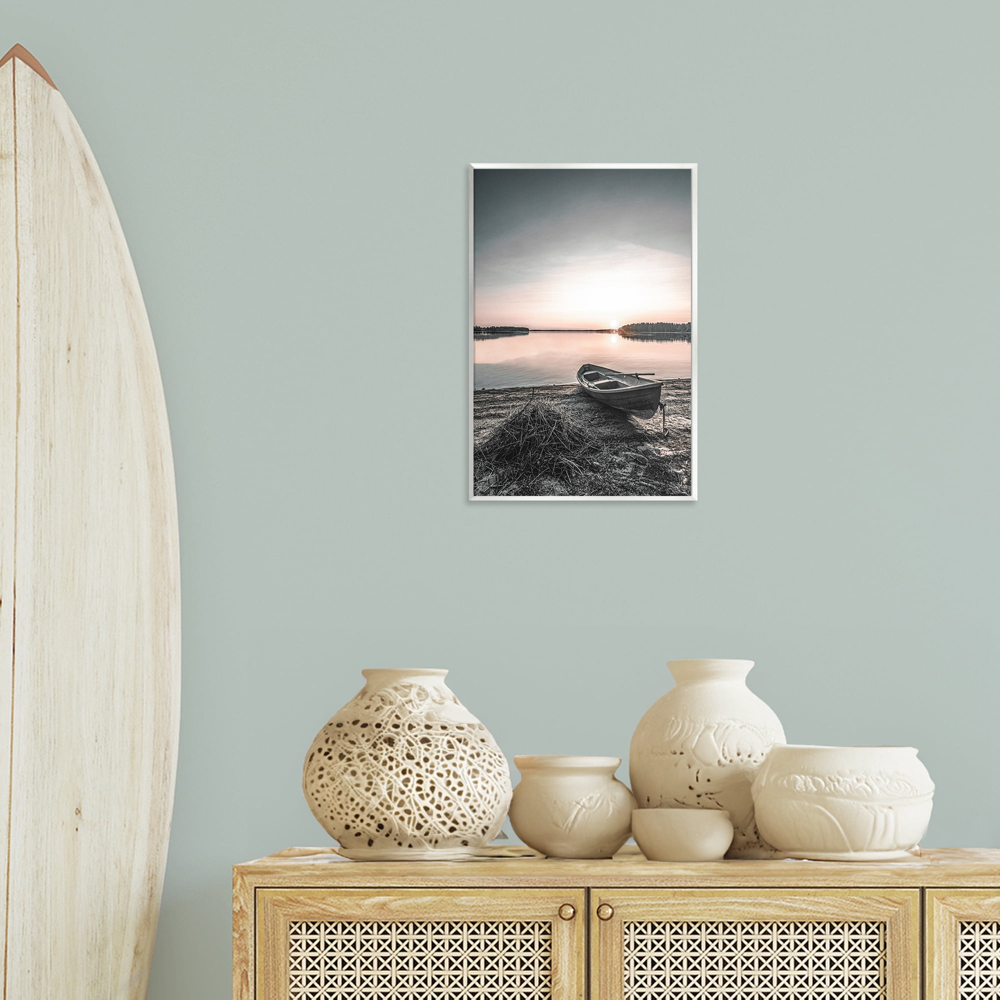 Stupell Industries Deserted Canoe on Shore Landscape Photography Unframed Art Print Wall Art, 13 x 19