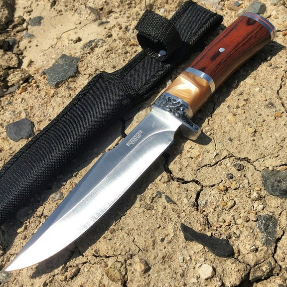 10.5" Silver Stainless Steel Wood Handle with Sheath