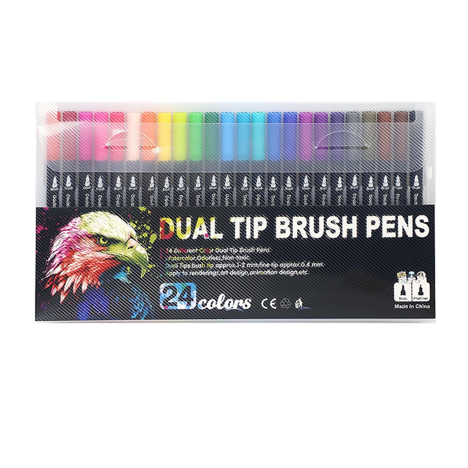 Vibrant Watercolor Marker, Double Headed Pen — 6.3x0.4 Inch Metal | Hand Painted Highlighter Set for Creative Art Drawing