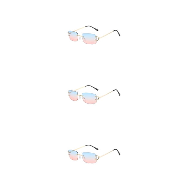 Qarigey Gafas de sol protectoras rectangulares, gafas de PC no deformables resistentes a impactos, gafas de sol para mujer, azul y rosa Type1 NO1