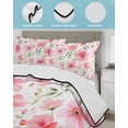 thumbnail image 4 of Quilts Twin XL Size, Elegant Spring Floral Soft Comforter Bedding Set for Bed, Pink Flower Summer Botanical Lightweight Quilted Bedspread with Pillow Cover(2 Pieces) for All Season, 68x98 Inch, 4 of 6
