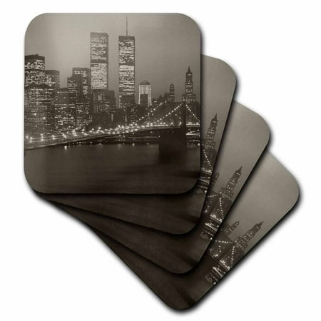 

3dRose Vintage Manhatten Soft Coasters set of 4