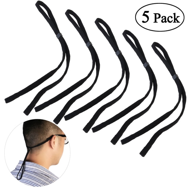 5Pack Sunglasses Rope Black Spandex and Nylon Adjustable Toggle for Children