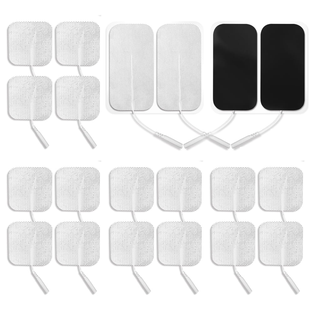 Easy@Home Tens Unit Self Stick Carbon Electrode Pads, Non Irritating Design 4 Pcs 2' x 4' Reusable Pads + 16 Pcs 2' x 2' Reusable Pads