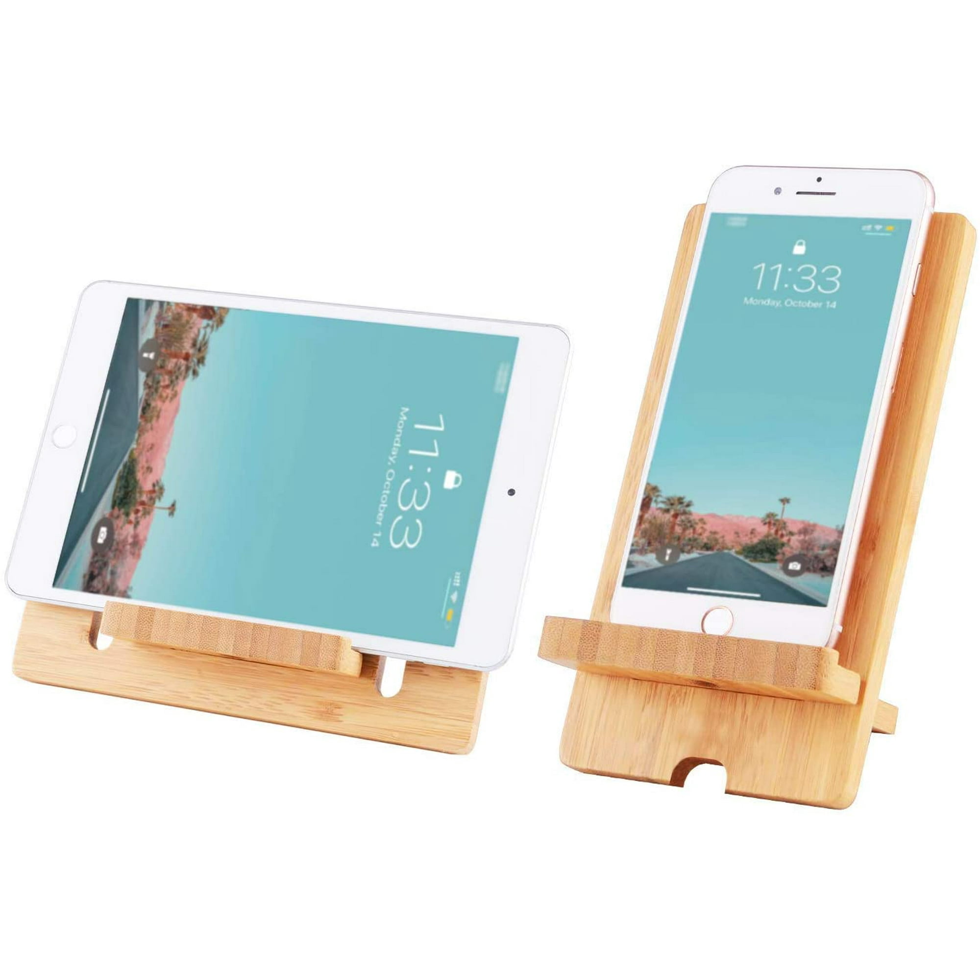 Support de téléphone portable en bambou avec trou de charge
