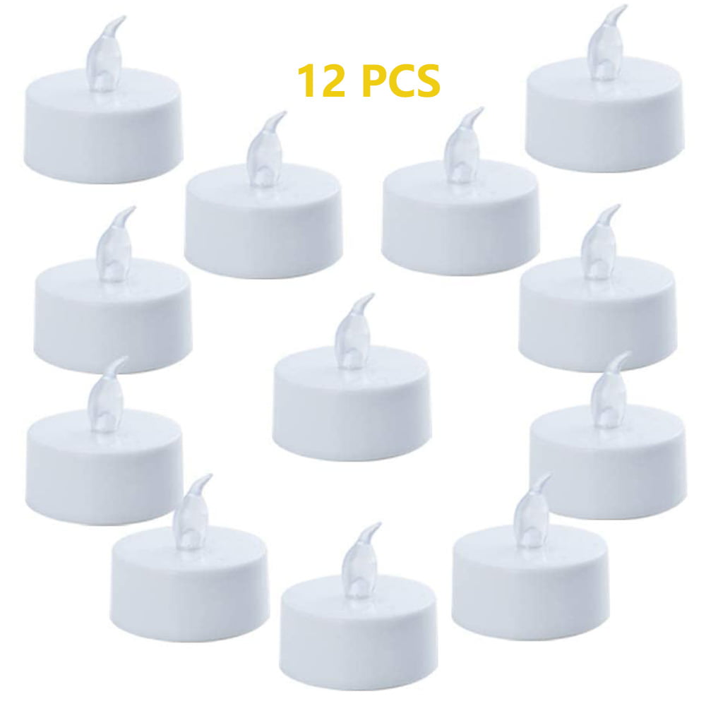 12pc Flameless Tea Lights LED Candles Battery Power for Wedding Party Decor 