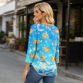 thumbnail image 5 of Halloween Costumes for Women 3/4 Length Sleeve Tops Halloween Skull Graphic Loose Fit Daily Wear Crewneck T Shirts Blue M, 5 of 8
