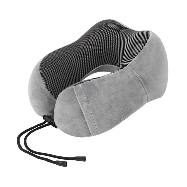 Almohada de viaje Almohada ergonómica de espuma viscoelástica para el cuello Funda extraíble y lavable Cómodo reposacabezas en forma de U Hebilla ajus Gris claro