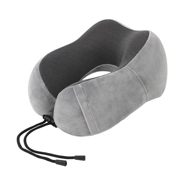 Almohada de con soporte para cuello, ligera, , compacta, multifuncional, de espuma viscoelástica, con funda extraíble para oficina y Gris claro