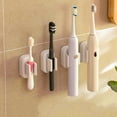 thumbnail image 5 of Paquete de 2 organizadores de cepillos de dientes montados en la pared, agarre adhesivo, sin perforación, para cepillos eléctricos y manuales, almacenamiento en el baño que ahorra espacio, plástico, 5 of 5