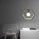 thumbnail image 3 of Lámpara colgante LED de madera nórdica, luces colgantes de geometría simple europea para restaurante, cuerpo de lámpara de madera de caucho y hierro forjado con longitud de cadena ajustable, 3 of 5