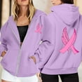 thumbnail image 2 of Oversized Hoodie Womens Casual Sweatshirt Lightweight Zip Up Women Women's Pullover Cancer Awareness Month Long Sleeve Pocket Drawstring For Everyday Wear, 2 of 6